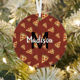 Coole Pizzaslicen Vintages rotes Muster Monogram Ornament Aus Metall