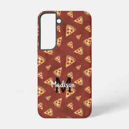 Coole Pizzaslicen Vintages rotes Muster Monogram Samsung Galaxy Hülle