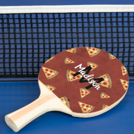 Coole Pizzaslicen Vintages rotes Muster Monogram Tischtennis Schläger