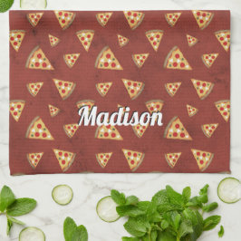 Coole Pizzaslicen Vintages rotes Muster Persönlich Geschirrtuch