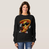 Coole Pizzastück-Maskottchen mit Sonnenbrille Kuns Sweatshirt (Vorne ganz)