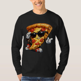 Coole Pizzastück-Maskottchen mit Sonnenbrille Kuns T-Shirt