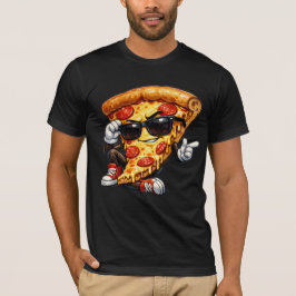 Coole Pizzastück-Maskottchen mit Sonnenbrille Kuns T-Shirt