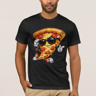 Coole Pizzastück-Maskottchen mit Sonnenbrille Kuns T-Shirt