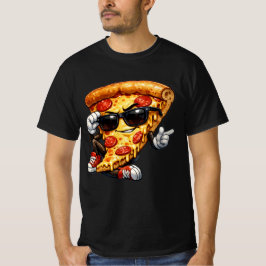Coole Pizzastück-Maskottchen mit Sonnenbrille Kuns T-Shirt