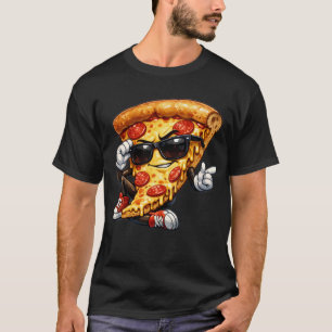 Coole Pizzastück-Maskottchen mit Sonnenbrille Kuns T-Shirt