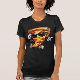 Coole Pizzastück-Maskottchen mit Sonnenbrille Kuns T-Shirt
