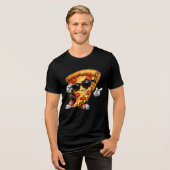 Coole Pizzastück-Maskottchen mit Sonnenbrille Kuns Tri-Blend Shirt (Vorderseite voll)