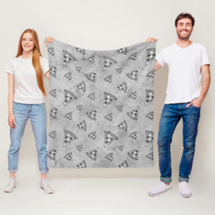 Coole Pizzastücke im vintage Schwarz-Weiß-Grau-Mus Fleecedecke
