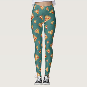 Coole Pizzastücke im Vintage-Teal-Muster Leggings