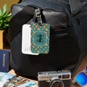 Coole Pizzastücke vintage teal Muster Monogramm Gepäckanhänger