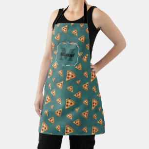 Coole Pizzastücke vintage teal Muster Monogramm Schürze