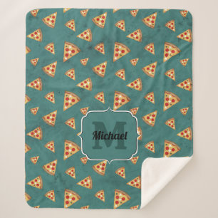 Coole Pizzastücke vintage teal Muster Monogramm Sherpadecke