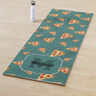 Coole Pizzastücke vintage teal Muster Monogramm Yogamatte