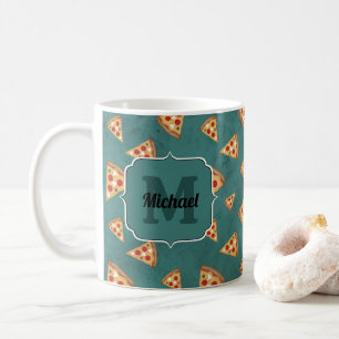 Coole Pizzastücke vintage Türkis Muster Monogramm Kaffeetasse