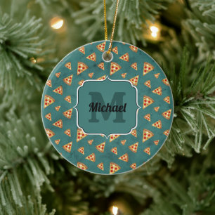 Coole Pizzastücke vintage Türkis Muster Monogramm Keramik Ornament