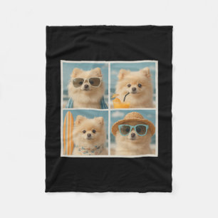 Coole Pomeranians mit Sonnenbrille Hunde Sommerfer Fleecedecke
