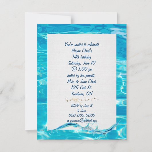 Coole Pool-Geburtstagsfeier Einladung (Rückseite)