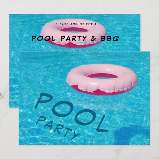 Coole Poolparty Einladung (Vorne/Hinten)