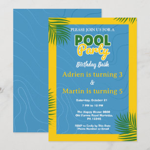 Coole Poolparty-Schwimmbad Geburtstagsfeier Einladung