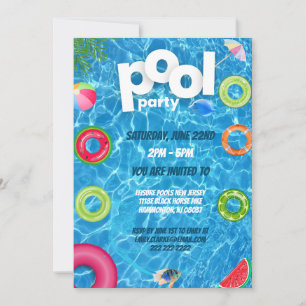 Coole Poolparty Schwimmbirthday Einladung