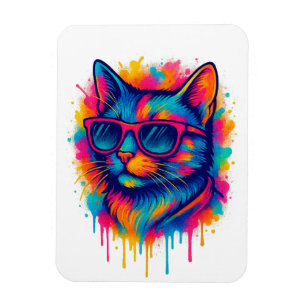 Coole Pop-Art-Katze mit Sonnenbrille Magnet