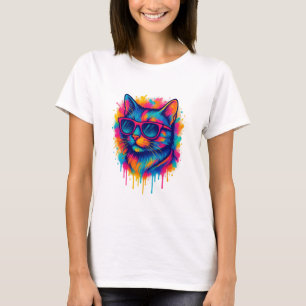 Coole Pop-Art-Katze mit Sonnenbrille T-Shirt