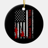 Coole Poppie-amerikanische Flagge Angeln Vater's Keramik Ornament (Vorne)
