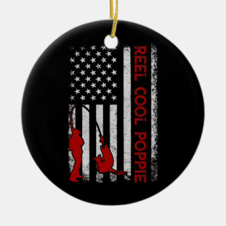 Coole Poppie-amerikanische Flagge Angeln Vater's Keramik Ornament