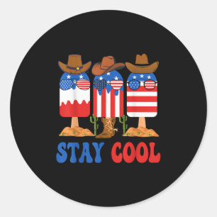 Coole Popsicle Boys Men 4. Juli Amerikanische Flag Runder Aufkleber