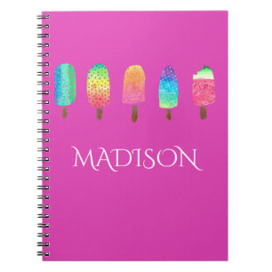 Coole Popsicles-heißes Rosa-Gewohnheits-Schule Notizblock