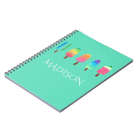 Coole Popsicles-Minzen-Grün-Gewohnheits-Schule Notizblock (Linke Seite)