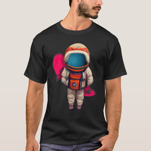 Coole Pose Astronaut mit Skateboard T-Shirt (Vorderseite)