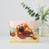 Coole Postkarte mit vom Strand Gerettet Mann (Stehend Vorderseite)