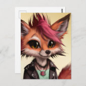 Coole Postkarte von Punkrock Fox Teenager (Vorne/Hinten)