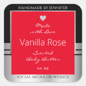 Coole Produktverpackungsetiketten Schwarz Silber u Quadratischer Aufkleber (Vorderseite)