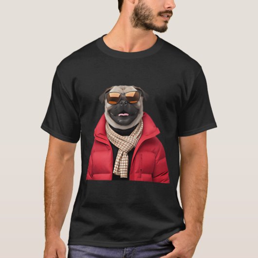 Coole Pug-Kunst T-Shirt (Vorderseite)