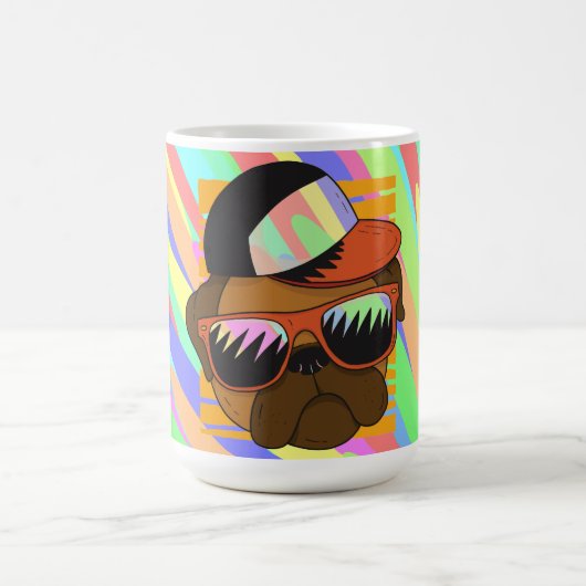 Coole Pug-Sonnenbrille Kopf Design Kaffeetasse (Mittel)