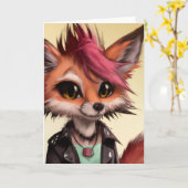 Coole Punkrock Fox Teenager-Jeden Anlaß Gruß Karte (Gelbe Blume)
