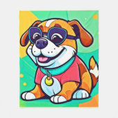 Coole Pup Cartoon Style Artwork Fleecedecke (Vorderseite)