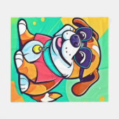 Coole Pup Cartoon Style Artwork Fleecedecke (Vorderseite (Horizontal))