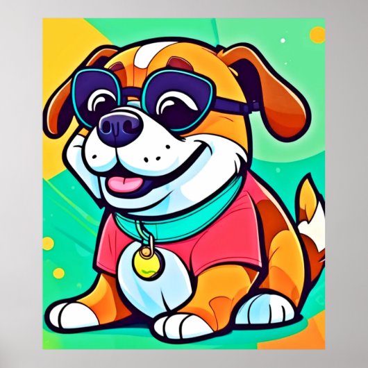 Coole Pup Cartoon Style Artwork Poster (Vorne)