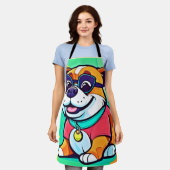 Coole Pup Cartoon Style Artwork Schürze (Getragen)