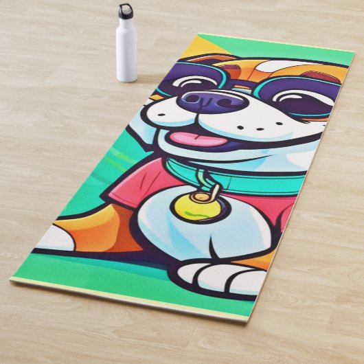 Coole Pup Cartoon Style Artwork Yogamatte (Beispiel)