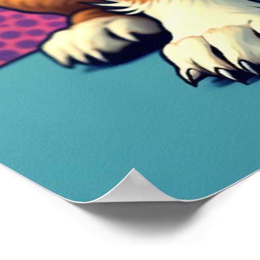 Coole Pup Vibes - Hund in Aviator Sonnenbrille Pop Poster (Ecke)