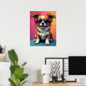 Coole Pup Vibes - Hund in Aviator Sonnenbrille Pop Poster (Heimbüro)