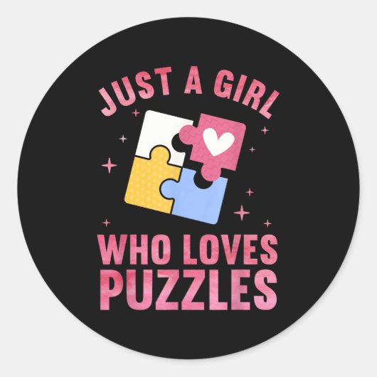 Coole Puzzletechnik für Mädchen Jigsaw Lover Pu Runder Aufkleber (Vorderseite)