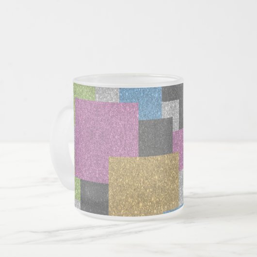 Coole Quadrate formen abstrakte Kunst Glitzer Glan Mattglastasse (Vorderseite Links)