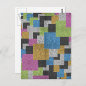 Coole Quadrate formen abstrakte Kunst Glitzer Glan Postkarte (Vorne/Hinten)