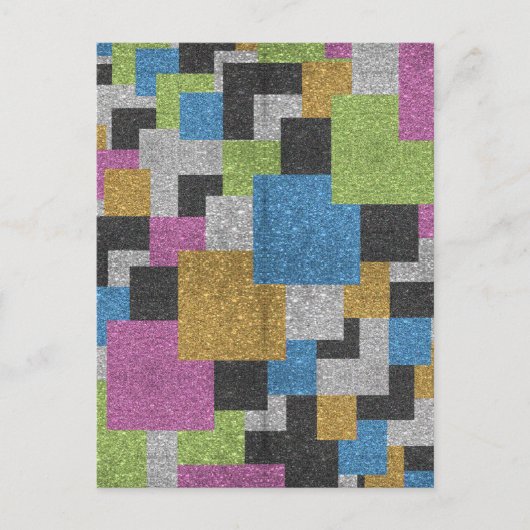 Coole Quadrate formen abstrakte Kunst Glitzer Glan Postkarte (Vorderseite)